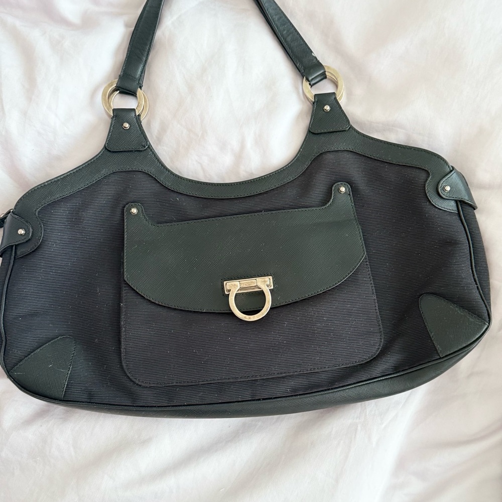 Salvatore Ferragamo Gancini Black Shoulder Bag